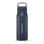 LifeStraw Butelka na wodę Go Series ze stali nierdzewnej z filtrem, zatyczka z silikonowym ustnikiem wolna od BPA seablau - 700 ml