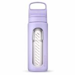 Butelka LifeStraw Go Glass z filtrem do wody, zatyczka z silikonowym ustnikiem, wolna od BPA, fioletowa - 600 ml