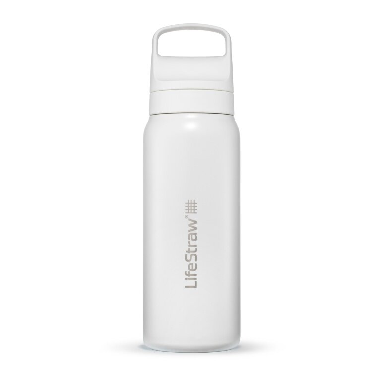Butelka LifeStraw Go Series ze stali nierdzewnej z filtrem do wody, zatyczka z silikonowym ustnikiem, wolna od BPA, biała - 700 ml