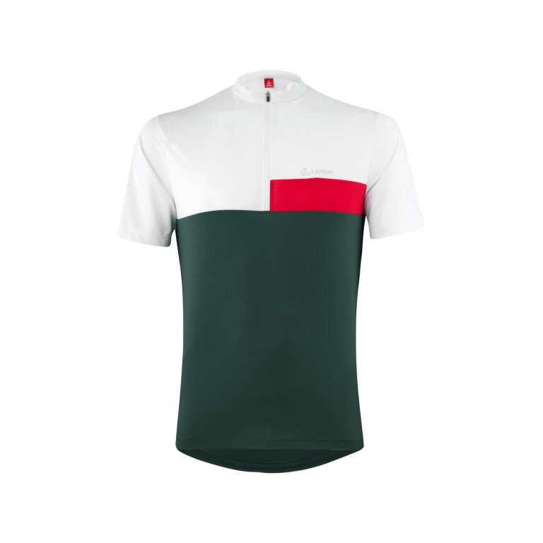 Koszulka rowerowa Löffler Bike Half-Zip Mondo (z kieszenią na zamek z tyłu, szybkoschnąca) leśna zieleń/biała męska
