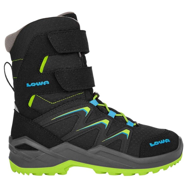 Lowa zimowe buty Maddox Warm High GTX (tekstylia/synteza, wodoodporne) 2025 czarne/limonkowe dziecięce