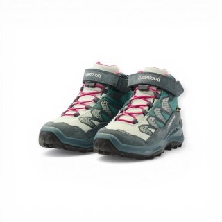 Lowa buty trekkingowe Maddox Pro Mid GTX na rzep Junior (tekstylia/skóra zamszowa, zapięcie na rzep, wodoodporne) petrol/różowy dziecięce