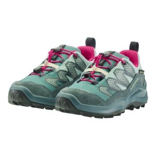 Lowa buty trekkingowe Maddox Pro Low GTX Junior (tekstylia/zwierzęca skóra zamszowa, wodoodporne) petrol/różowe dziecięce