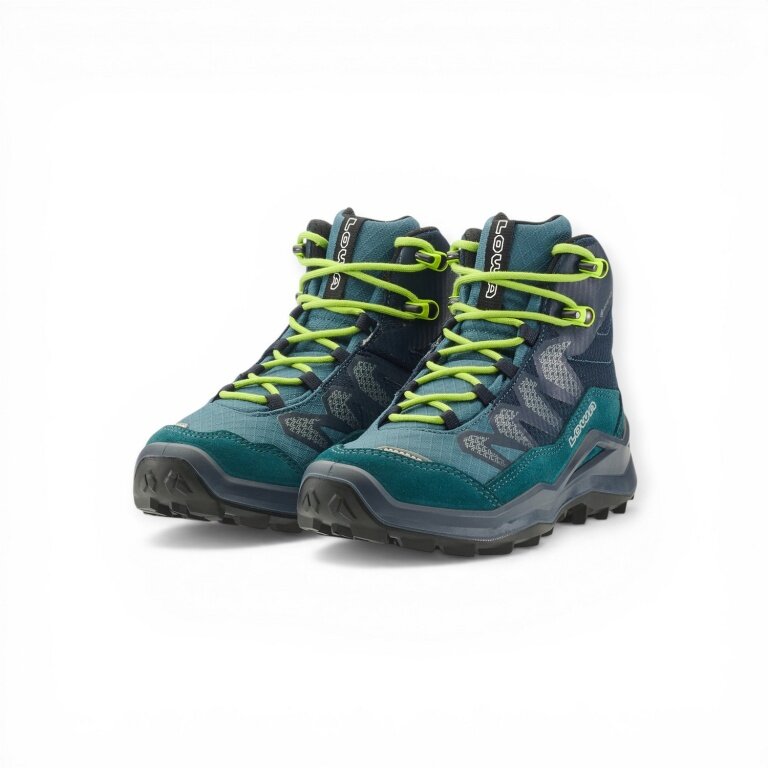 Lowa buty trekkingowe Maddox Pro Mid GTX Junior (tekstylia/zwierzęca skóra zamszowa, wodoodporne) petrolowa zieleń/limonka dziecięce