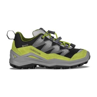 Lowa buty trekkingowe Maddox Pro Low GTX Junior (tekstylia/zwierzęca skóra zamszowa, wodoodporne) czarne/limonkowe dziecięce