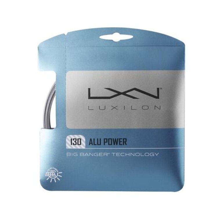 Luxilon struna tenisowa Alu Power 1.30 (trwałość + moc) srebrna 12m zestaw