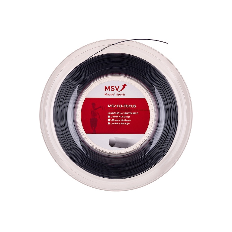 MSV Sznurki tenisowe Co Focus (Trwałość+Kontrola) czarny 200m rolka