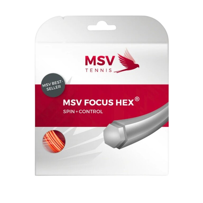MSV Sznur tenisowy Focus Hex (trwałość + spin) pomarańczowy zestaw 12m