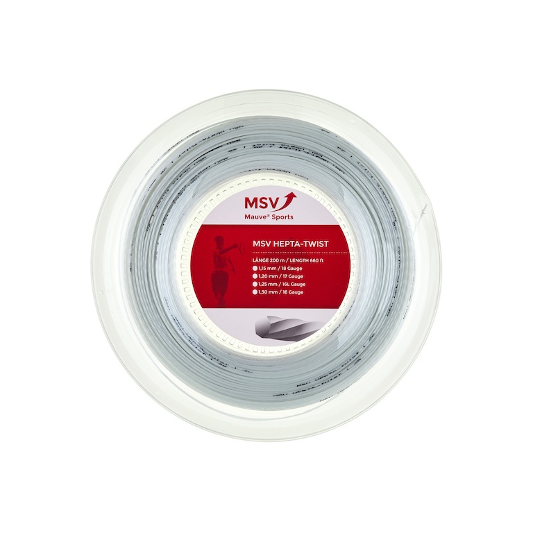 MSV Sznur tenisowy Hepta Twist (Trwałość+Spin) biały 200m rolka