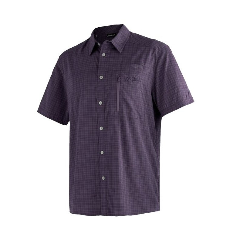 Maier Sports Koszulka podróżna/wędrówkowa Mats (optymalna swoboda ruchów, kieszeń na piersi) fioletowa męska