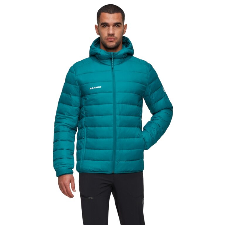 Kurtka zimowa Mammut Crag Insulated z kapturem (ciepła, lekka) tealblue męska