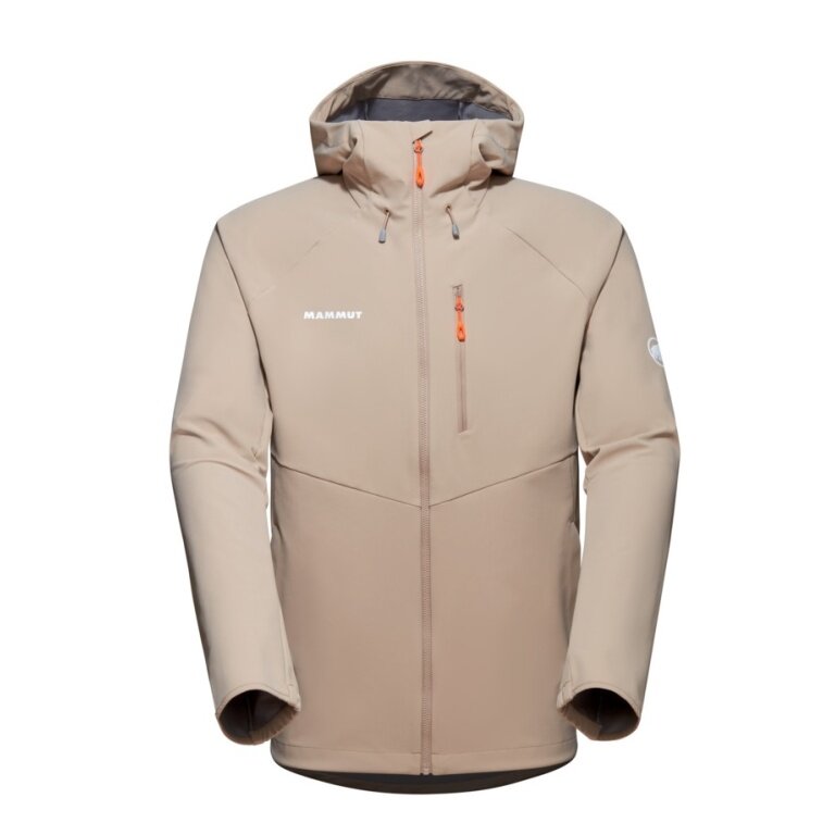 Mammut Całoroczna kurtka softshell Ultimate Comfort SO z kapturem (wiatroszczelna) beżowo-brązowa męska