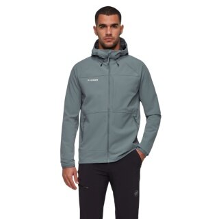 Mammut Softshellowa kurtka wędrówkowa Ultimate Comfort SO z kapturem (4‑kierunkowy stretch, wiatroszczelna) szara męska