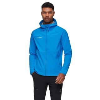 Kurtka trekkingowa Mammut Softshell Ultimate Comfort SO z kapturem (4-kierunkowy stretch, wiatroszczelna) niebieska męska