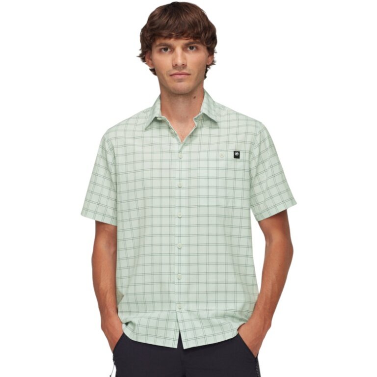 Koszula wędrowna Mammut Lenni krótki rękaw 2025 (z kieszenią na piersi) jasna zieleń męska