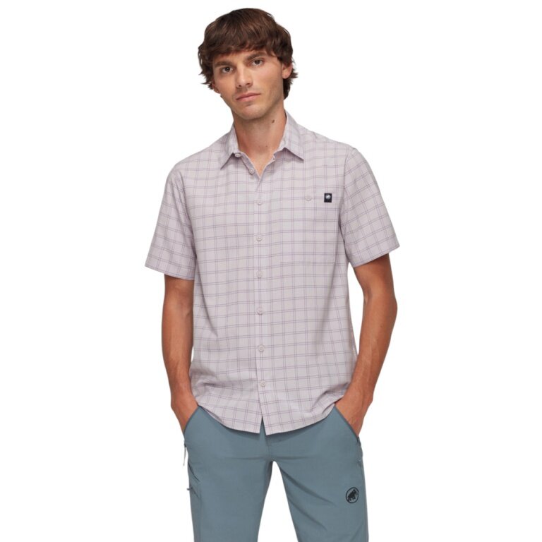 Koszula wędrowna Mammut Lenni krótki rękaw 2025 (z kieszenią na piersi) fioletowa/malinowa męska