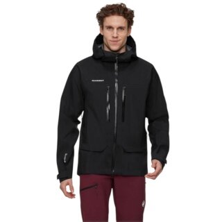 Kurtka alpinistyczna Mammut Hardshell Crater Pro HS z kapturem (wspinaczka, wodoodporna, wiatroszczelna) czarna męska