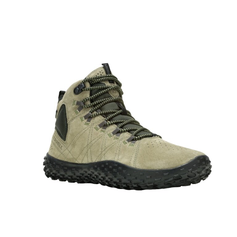 Merrell Sneaker Wrapt Mid WP (Minimalne buty biegowe, skóra, wodoodporne) oliwkowo-zielone/czarne męskie