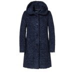 Milo płaszcz zimowy Stella z kapturem (futro teddy) granatowy damski