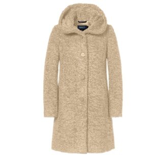 Milo płaszcz zimowy Stella z kapturem (futro teddy) piaskowy brąz damski