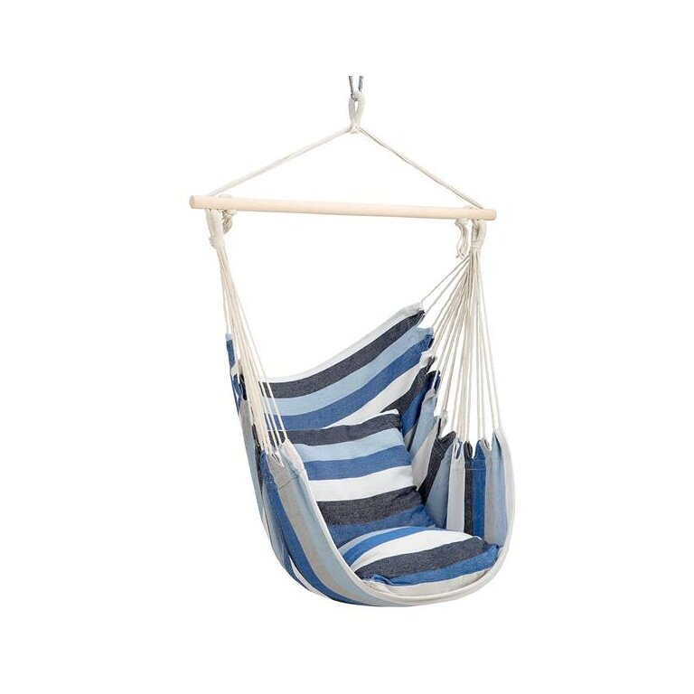 Nils Camp Fotel wiszący NC3107 (belka drewniana, bawełna, łatwy do zawieszenia) niebieski 103x99cm