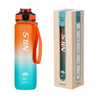 Nils Camp Butelka na napoje NCD68 Tritan (wolna od BPA) 1000ml pomarańczowo-niebieska