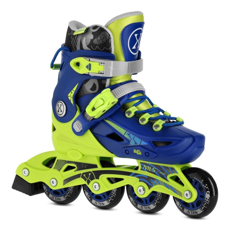 Nils Extreme Rolki Na Inline NA1055 Blaze (Kółka: 64/70/72mm/82A, Łożyska: ABEC 7) ciemnoniebiesko-limonkowe chłopięce