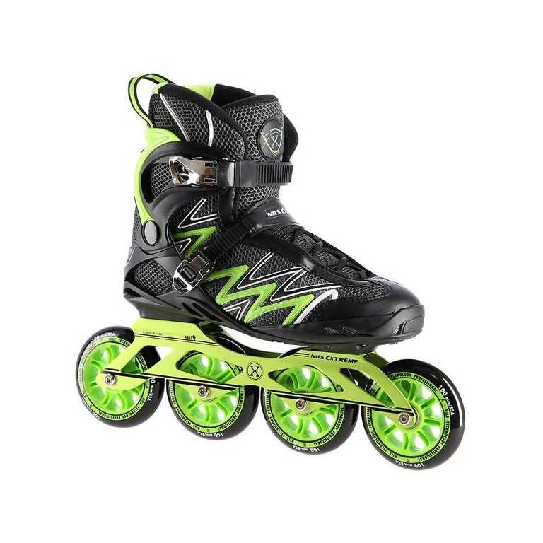 Nils Extreme Rolki NA8660 (Kółka: 100mm/85A, Łożyska: ABEC 9) czarne/zielone damskie