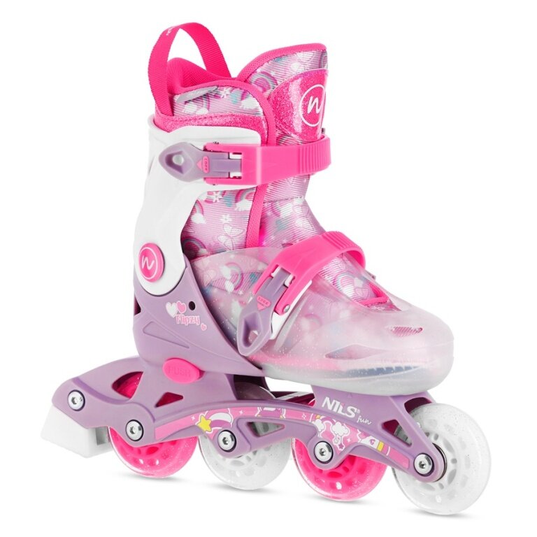 Nils Fun Wrotki Inline NJ1025 Flipzy (Kółka: 58/64mm/82A, Łożyska: ABEC 7) różowe/różowy dziewczęce