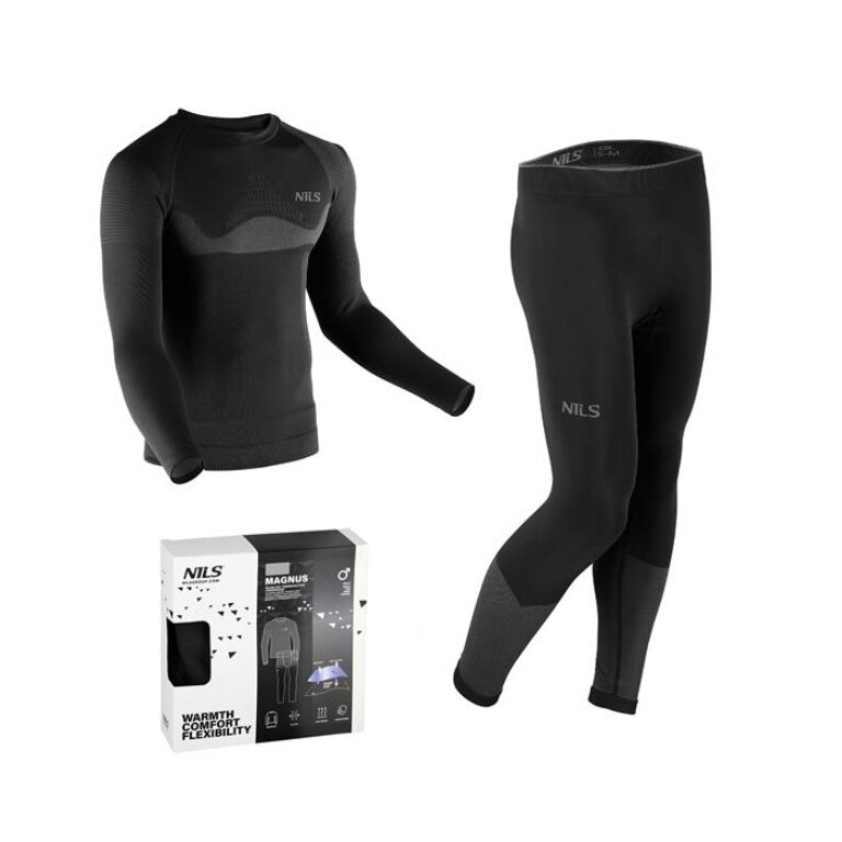Zestaw bielizny funkcjonalnej Nils Magnus (koszulka z długim rękawem i długie spodnie) czarny męski