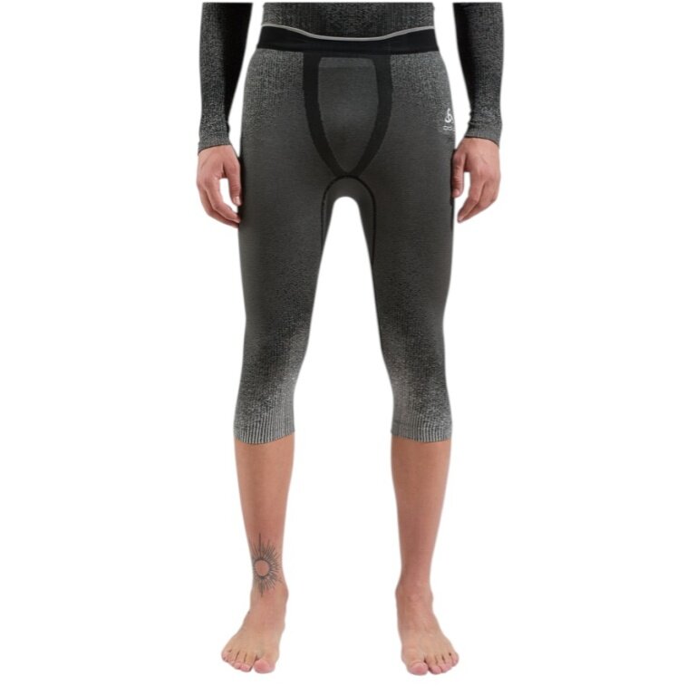Odlo bielizna funkcjonalna 3/4 spodenki Performance Warm Blackcomb (bezszwowe, swoboda ruchów) jasnoszary/czarny mężczyźni
