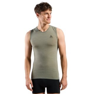 Odlo Funkcjonalna bielizna termoaktywna Singlet Merino Performance 140 Seamless (wełna merino, maksymalna swoboda ruchów) zielony mężczyźni