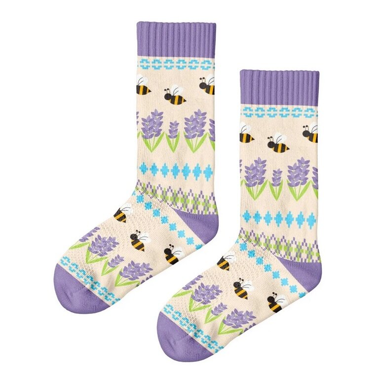 Polar Star Skarpetki dzienne Crew Villbie (bawełna, ciepłe) beżowo-fioletowe - 1 para