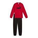 Dres Puma ESS No.1 Logo Crew Sweat Suit TR B (spodnie + bluza) czerwony/czarny chłopcy