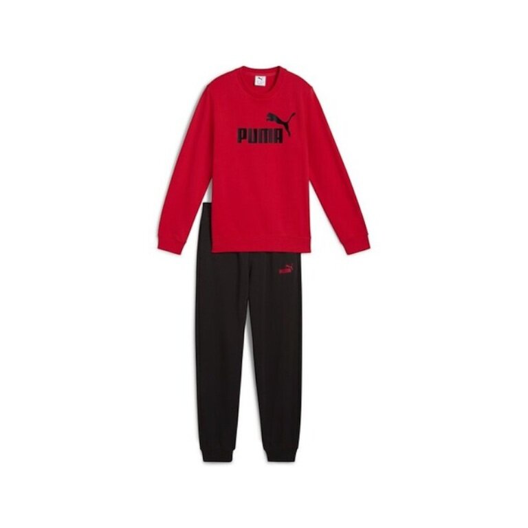 Dres Puma ESS No.1 Logo Crew Sweat Suit TR B (spodnie + bluza) czerwony/czarny chłopcy