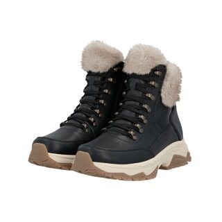 Botki zimowe Rieker W3971-00 (botki z bocznym zamkiem błyskawicznym i podszewką) czarne damskie