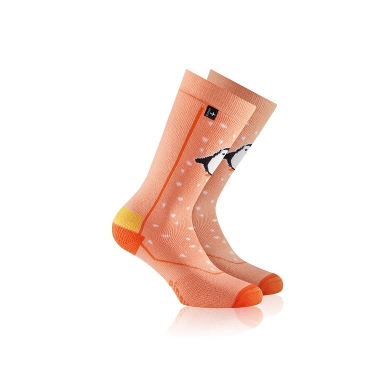 Rohner Zimowe skarpety narciarskie Pinguin (mieszanka wełny, wysoki komfort noszenia) pomarańczowe dziecięce - 1 para