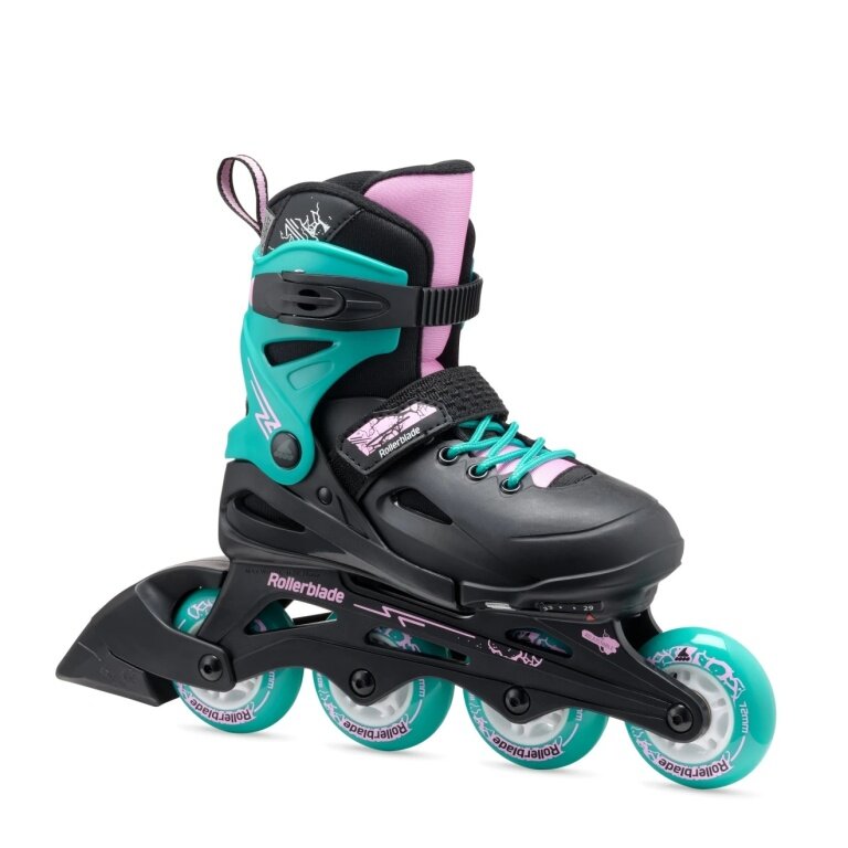 Rolki inline Rollerblade Fury (kółka: 72mm/80A, łożyska: SG3) czarne/niebiesko-zielone dla dzieci