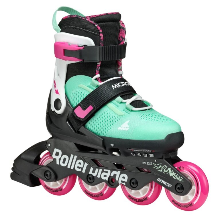 Rolki inline Microblade XT (kółka: 72mm/80A, łożyska: SG5) czarne/mintowe/różowe dla dziewczynek