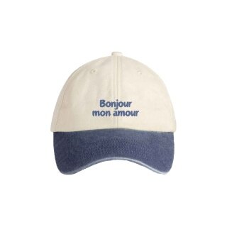 SWFD Czapka z daszkiem Bonjour mon amour Dwukolorowa czapka beżowo-niebieska - 1 sztuka