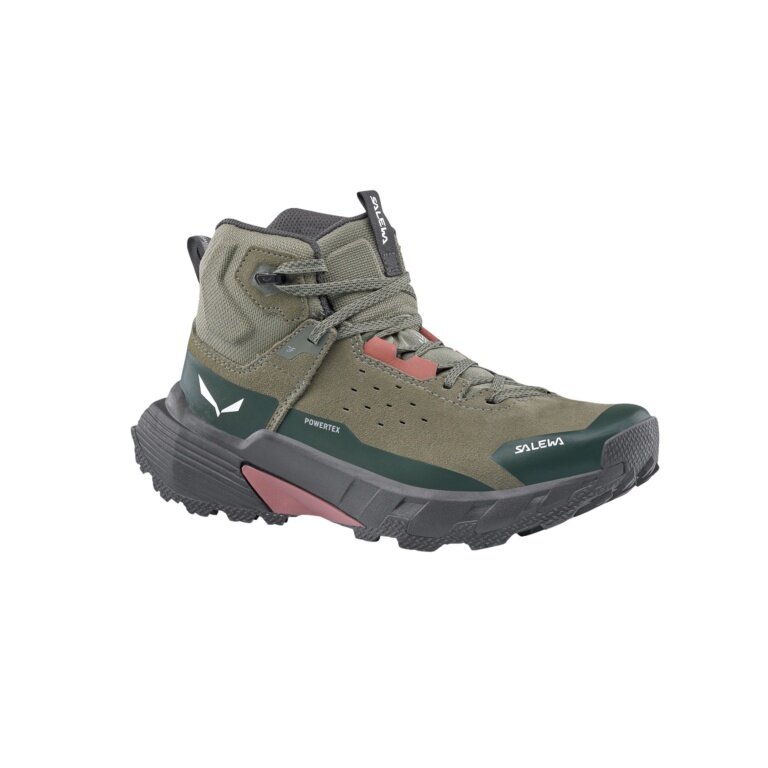Salewa buty trekkingowe Pedroc 2 Leather MID PTX (zamsz, Speed-Hiking, wodoodporne) ciemnozielone/szare damskie