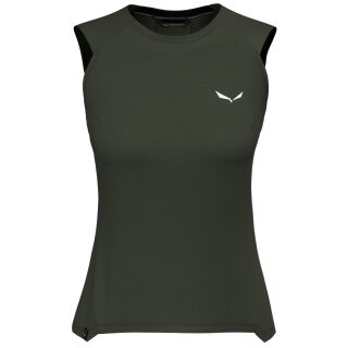 Salewa Tank-Top Puez Merino Hybrid (wełna merino, idealna termoregulacja) oliwkowa damska
