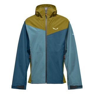 Kurtka trekkingowa Salewa Puez Powertex (2,5-warstwowa kurtka hardshell, wiatro- i wodoodporna) niebiesko-oliwkowa męska