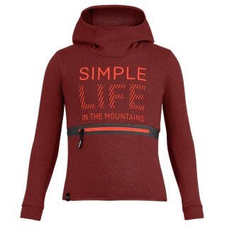 Salewa Bluza z kapturem Simple Dry Hoodie (mieszanka bawełny, ciepła, szybkoschnąca) bordowa dziecięca