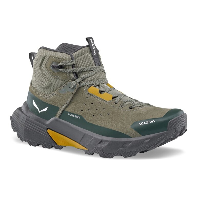 Salewa buty trekkingowe Pedroc 2 Leather MID PTX (zamsz, speed-hiking, wodoodporne) ciemnozielony/szary męskie