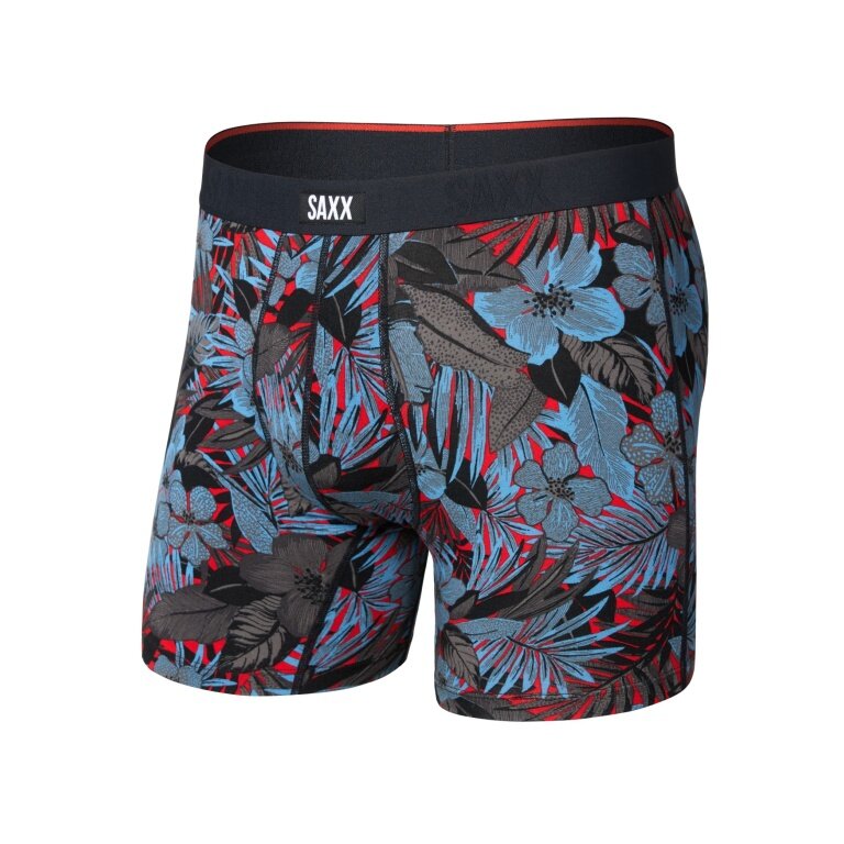 SAXX Bokserki Vibe Xtra Soft Comfort Boxer Brief Fly Liście niebiesko/czarne Mężczyźni - 1 sztuka