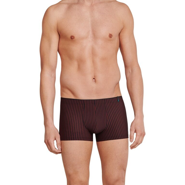 Schiesser Bokserki Long Life Soft 149047 czerwono/czarno paski męskie - 1 sztuka