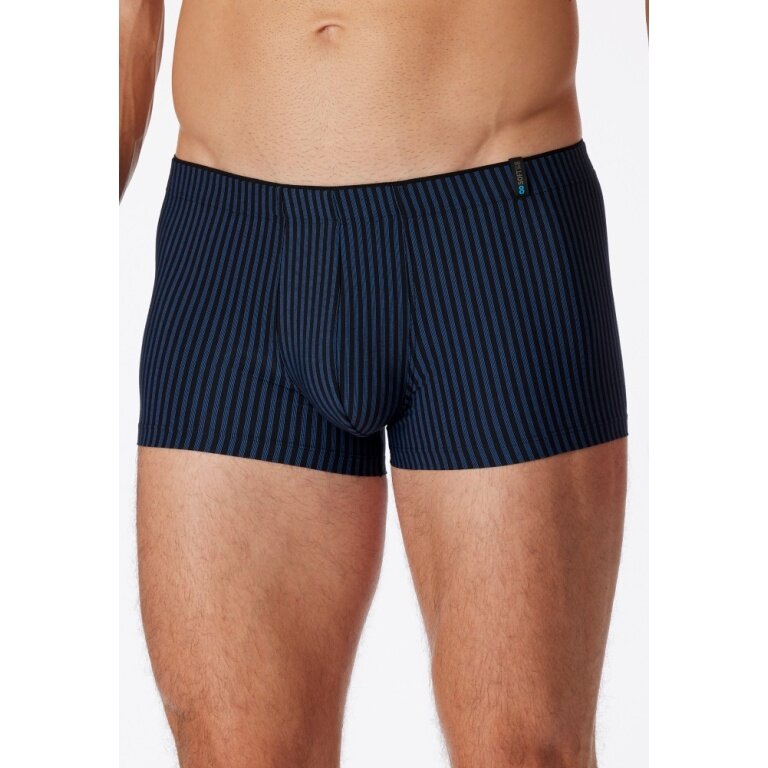 Schiesser Bokserki Long Life Soft 174646 czarne/navy niebieskie w paski męskie - 1 sztuka