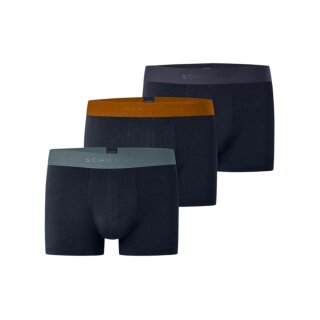 Schiesser bielizna bokserki 95/5 bawełna organiczna z gumką wielokolorowe ciemnoniebieskie męskie - 3 sztuki