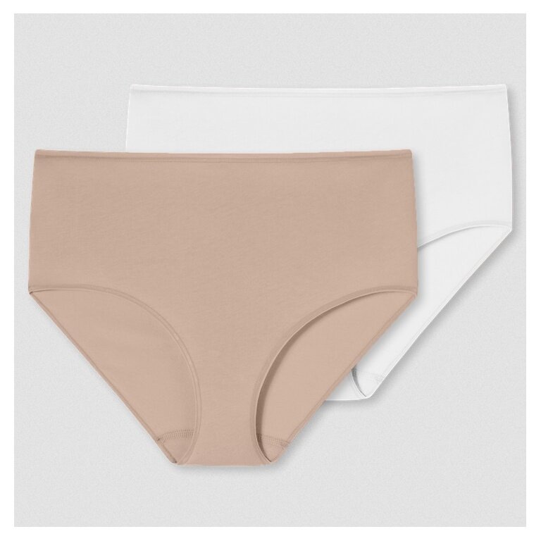 Schiesser Midi Slip 95/5 Bawełniana bielizna organiczna biała/beżowa dla kobiet - 2 sztuki